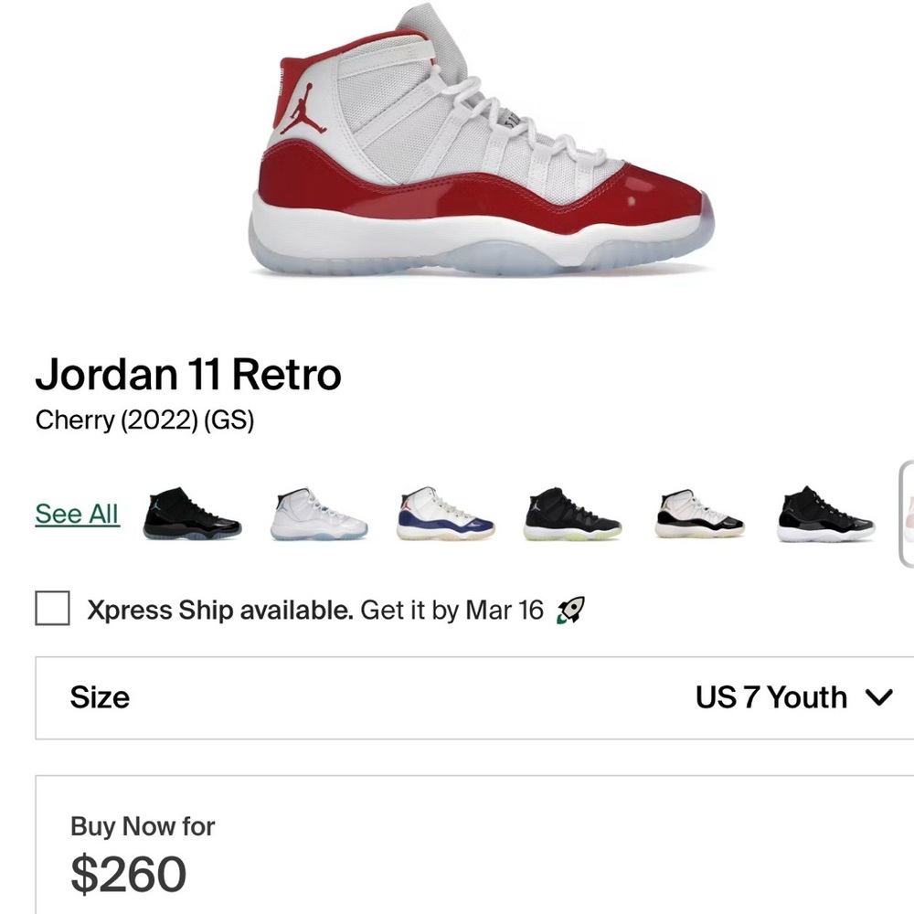 Jordan 11 Retro - White / Red Kids Basketball Shoes